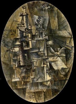  Bouteille Pintura - Bouteille verre fourchette 1911 Cubismo